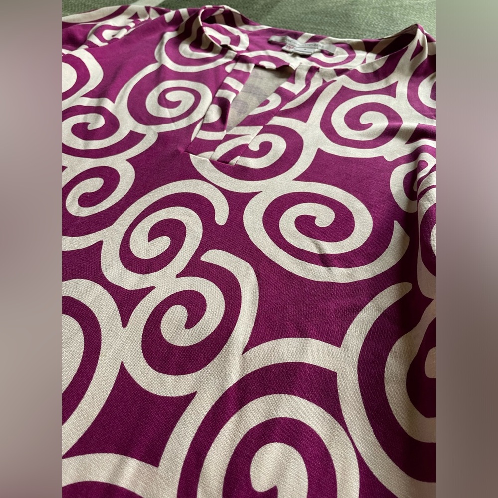 Diane von Furstenberg Reina Silk Jersey Dress Shift Purple Long Sleeve Sz 8 EUC - Picture 8 of 11